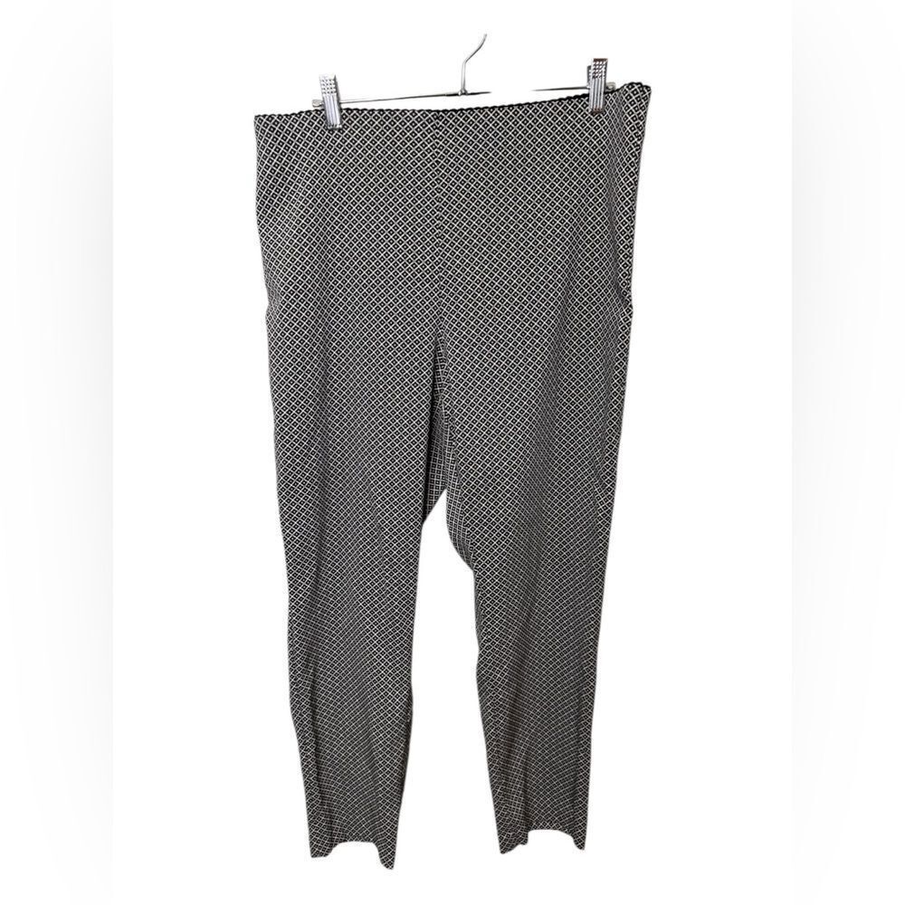 Elle skinny ankle stretchy pull on pants black white print XL